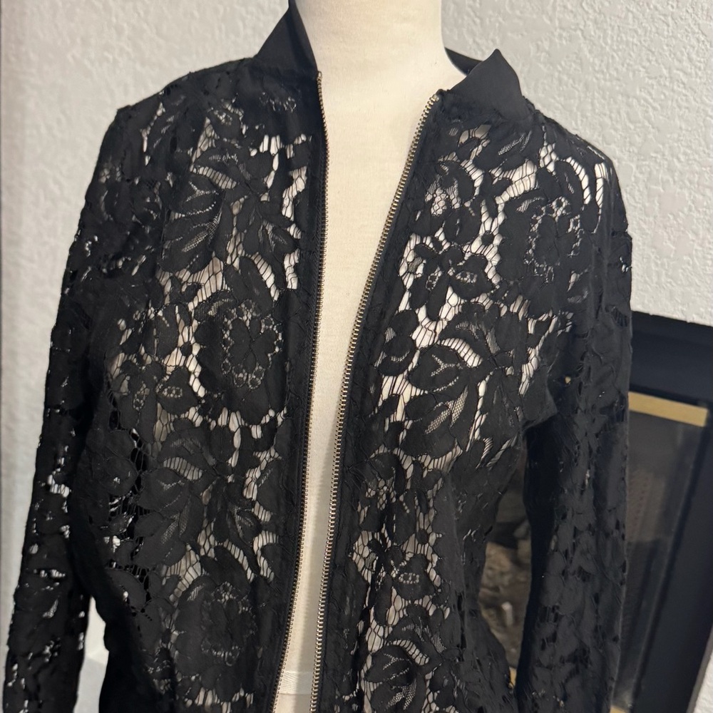 Say What? Black Lace Bomber Jacket